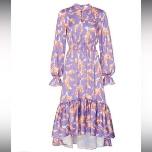 Three Floor Long-Sleeve Midi Dres